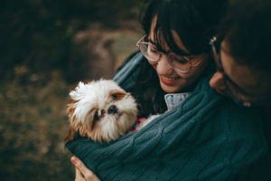 dog camping with friend