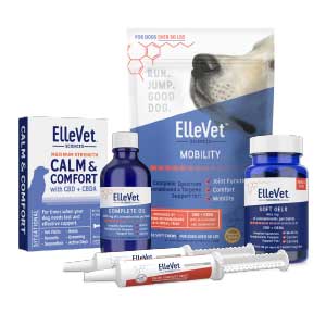 ElleVet CBD + CBDA oil, chews, soft gels, Calm and Comfort, and feline paste