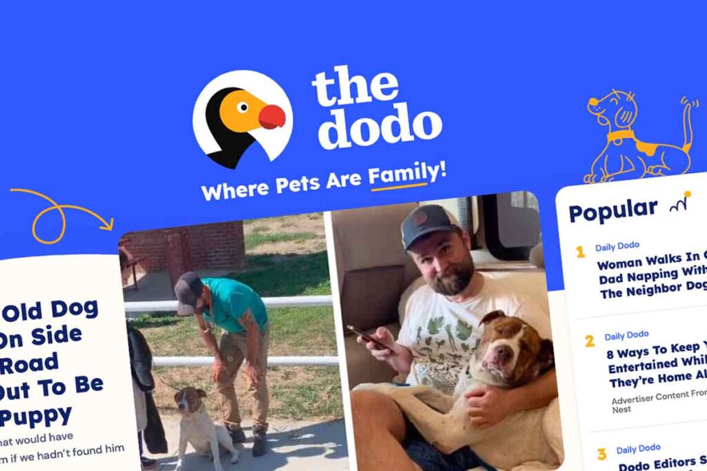 the dodo logo and pictures of a man with a dog