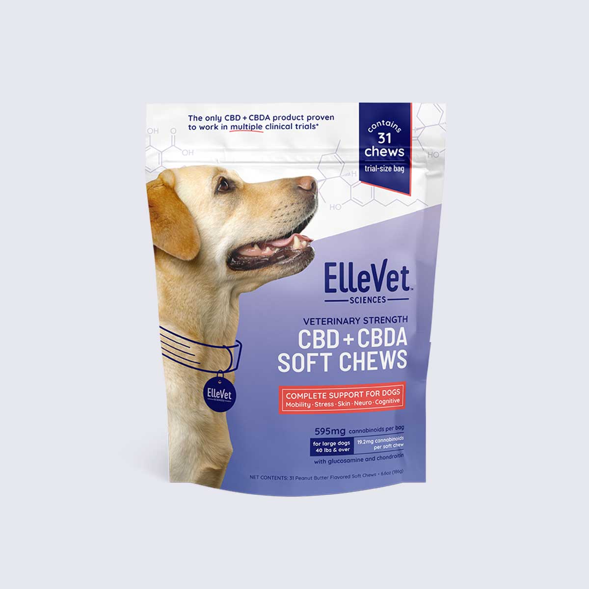 ElleVet Hemp CBD + CBDA Chews – Trial Size- Large Dog (Over 40 Lbs)
